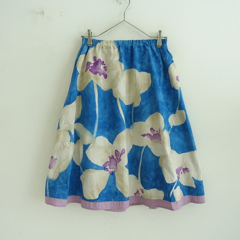 パラスパレス Pal’las Palace *コットン総柄フレアスカート*0薄手イージー裏地付きブルーパープルベージュ(sk27-2508-82)【80I52】拍卖
