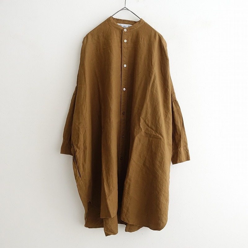 オールドマンズテーラー R&D.M.Co- *リネンバンドカラーオーバーサイズシャツチュニック*キャメルドルマン(2-2509-135)【92I52】拍卖