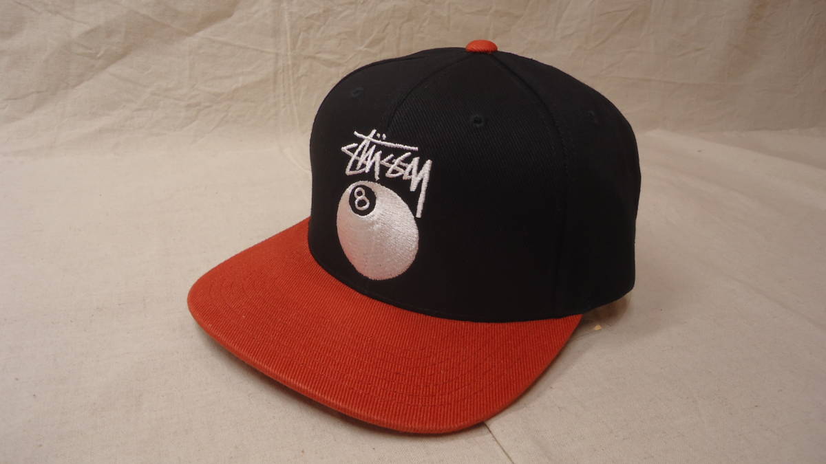 Stussy TWILL STOCK 8 BALL CAP 黒/オレンジ OSFA %off ステューシー キャップ 帽子 NY LA LONDON TOKYO おてがる配送ゆうパック 匿名配送拍卖