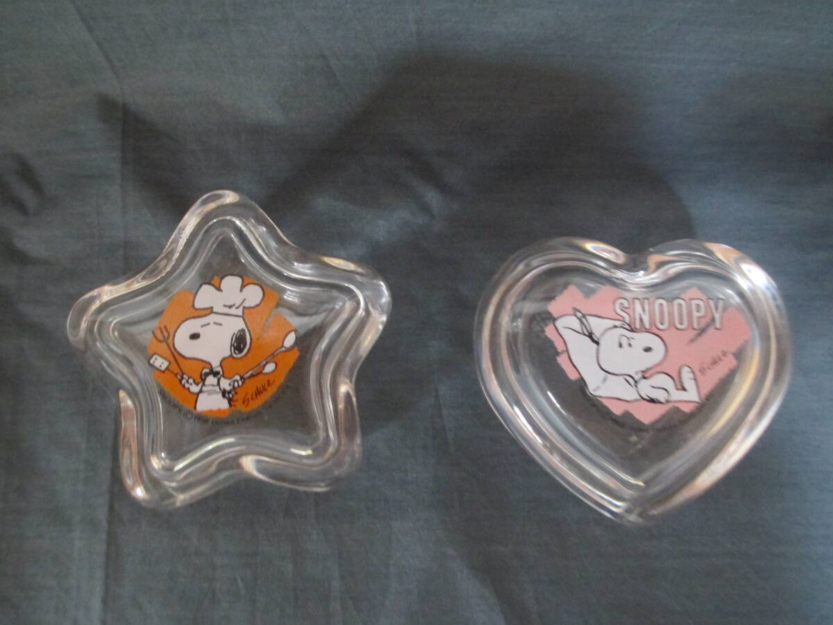 スヌーピー トゥインクルスター ミニハート 蓋付ガラスの小物入れ キャンディ入れ アクセサリー入れ 佐々木硝子 2個セット拍卖