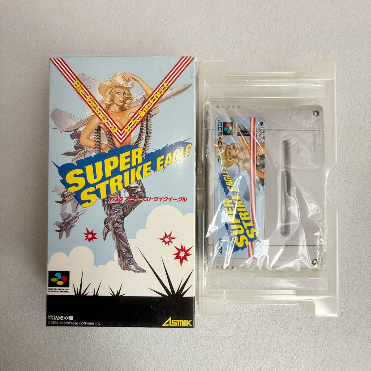 M7-1358【SFC】 F-15 スーパーストライクイーグル スーパーファミコン カセット 箱 レトロゲーム拍卖