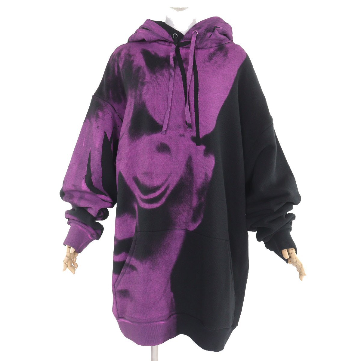 極美品▲Maison Margiela 1 メゾンマルジェラ1 S51GU0029 スプレーデザイン パーカー ブラック パープル M 165 伊製 正規品 レディース拍卖