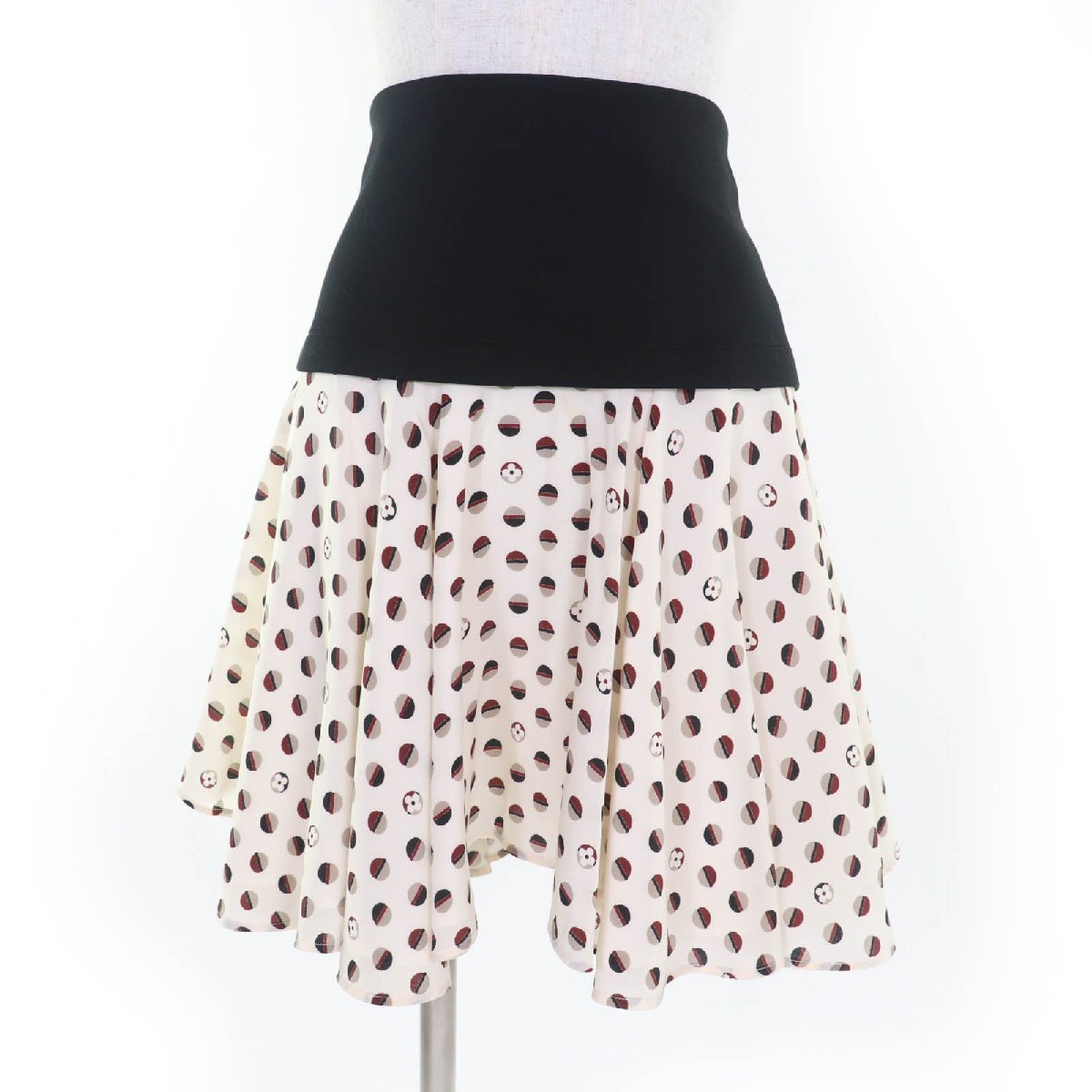 極美品☆LOUIS VUITTON ルイヴィトン 20AW シルク混 モノグラムフラワー フレアスカート ベージュ系 S イタリア製 正規品 レディース拍卖