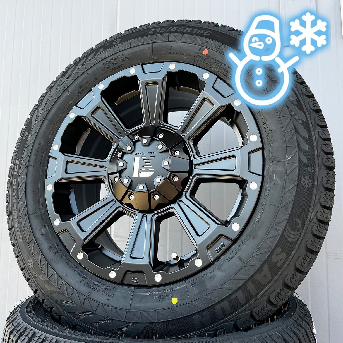 即納 4本セット 車検対応ハイエースタイヤホイール 16インチ スタッドレスタイヤ SAILUN COMMERCIO ICE 215/65R16 DeathRock デスロック拍卖