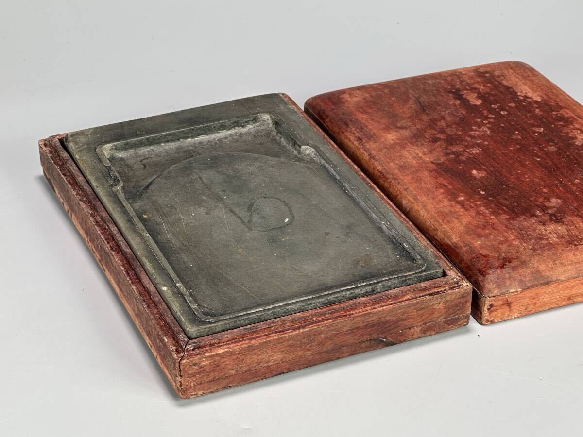 US18-10 中国美術 書道具 文房具 硯 歙州硯 金星 板硯 唐物 時代 古玩拍卖