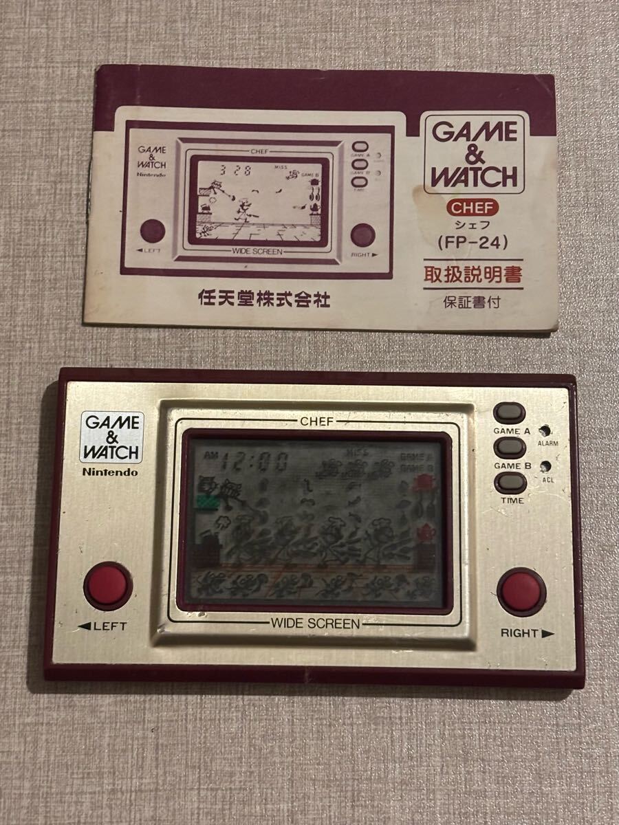 ● 希少 レア 可動品 GAME&WATCH ゲームアンドウォッチ CHEF シェフ 取扱説明書付き 任天堂 1981年 当時物 日本製 動作確認済み拍卖
