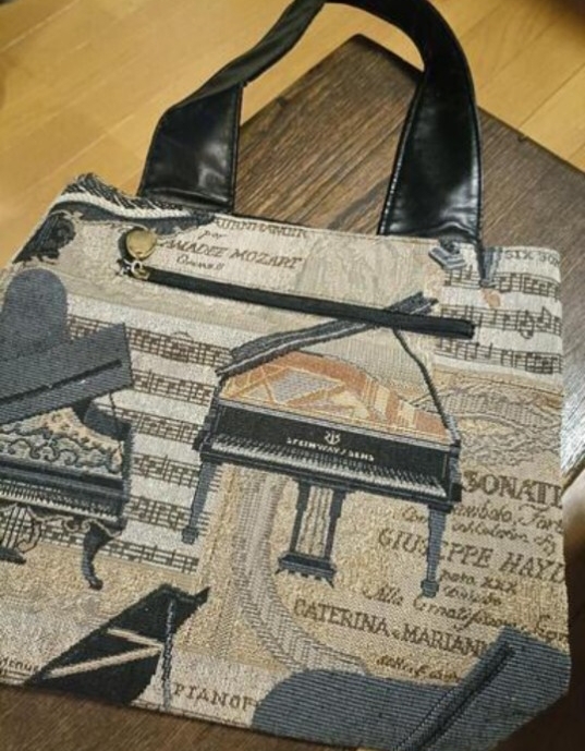 ゴブラン織り ピアノ柄 バッグ ヴィンテージレトロ拍卖