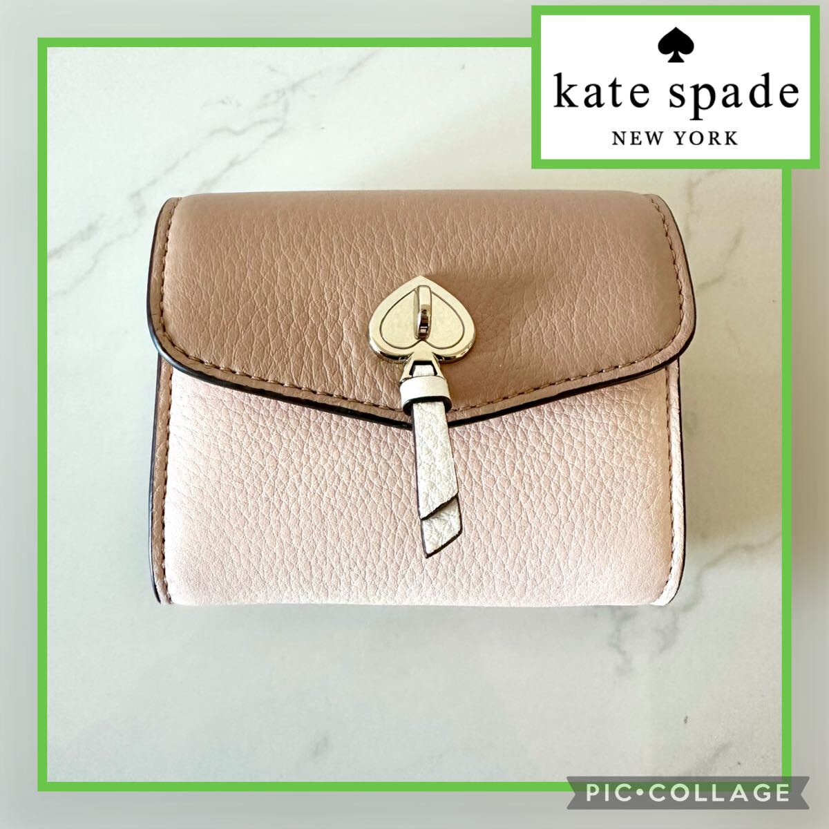 ◆未使用品◆ Kate Spade ケイトスペード ミニ財布 ウォレット ピンク ベージュ 二つ折り 長期保管品 本品のみ拍卖