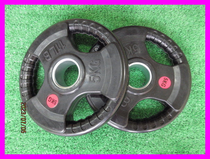 ★最安★新品★50mm オリンピックシャフト用 ウエイトプレート ラバープレート 50mm 5kg 2枚 合計10kg セット 筋トレ バーベル ダンベル★拍卖