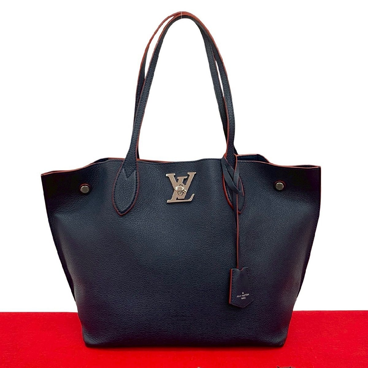 極 美品 LOUIS VUITTON ルイヴィトン ロックミーゴー カーフ レザー 本革 トートバッグ セミ ショルダーバッグ マリーヌルージュ 19028拍卖