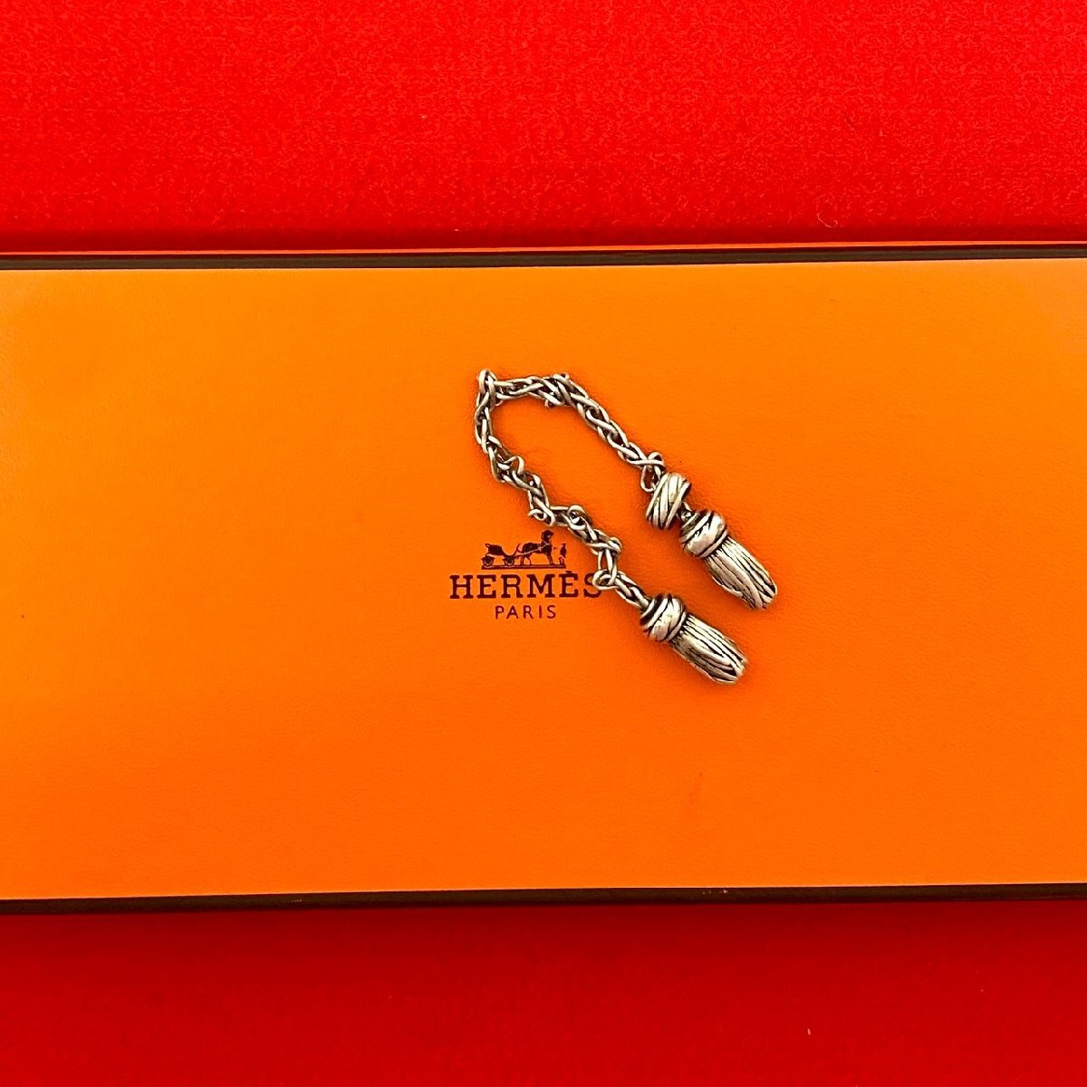 極 美品 希少品 HERMES エルメス ヴィンテージ 70s タッセル モチーフ スカーフリング シルバー800 アクセサリー 小物 シルバー 30938拍卖