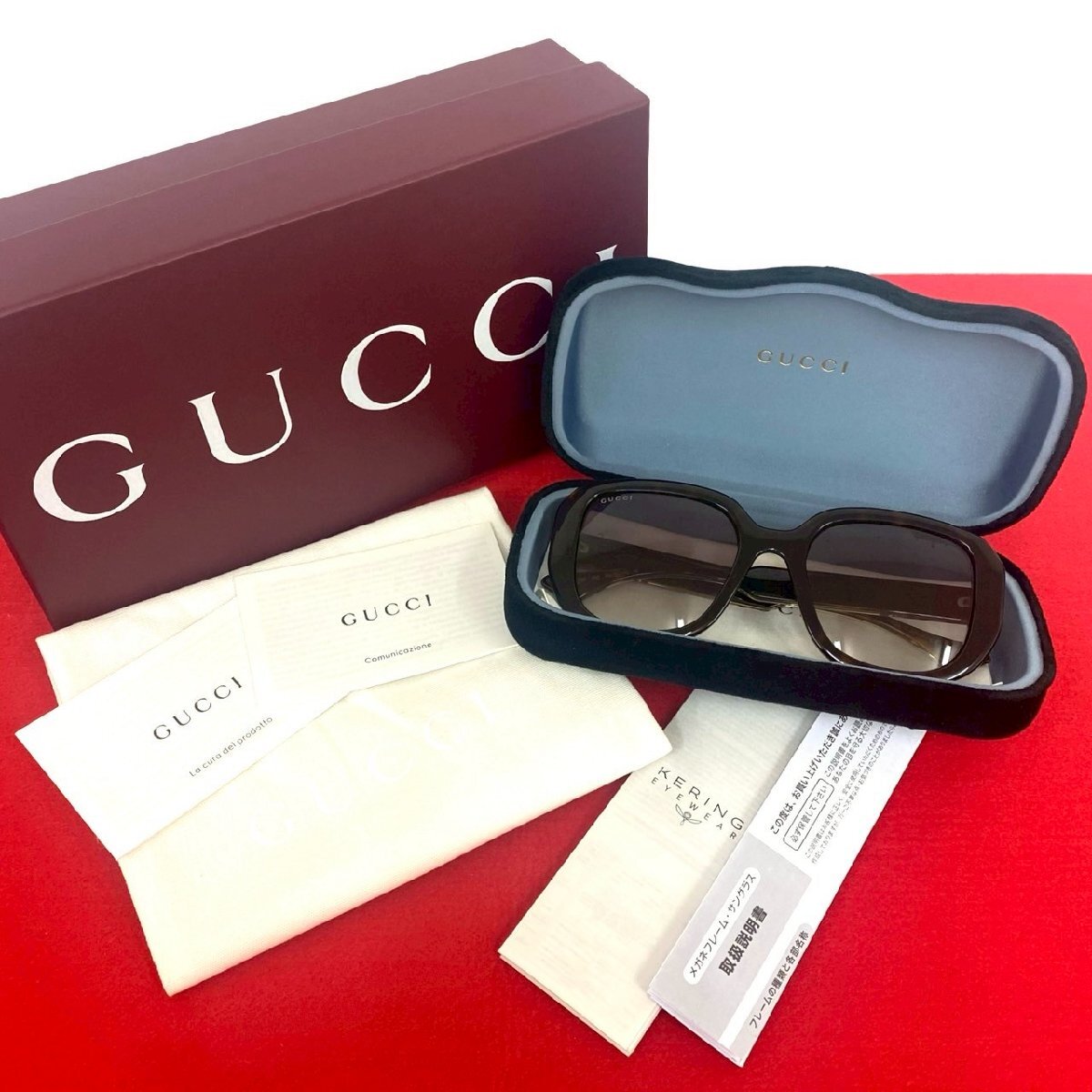 極 美品 保存箱 保存袋 ケース付き GUCCI グッチ GG ロゴ サングラス アイウェア 眼鏡 レディース ブラウン ゴールド 1056c拍卖