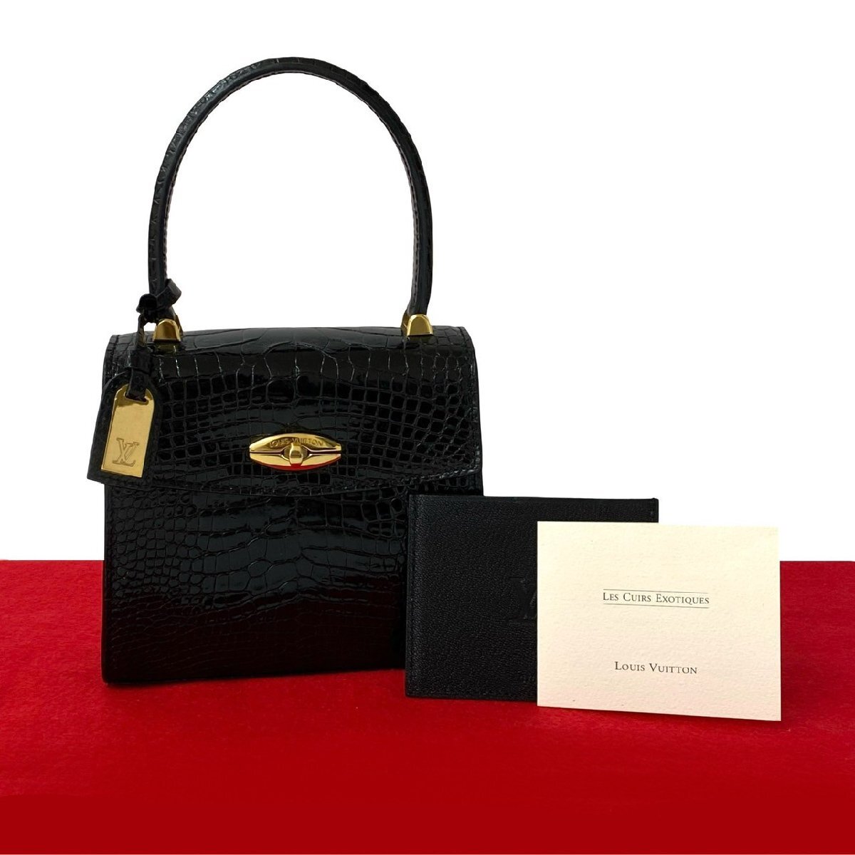 極 美品 LOUIS VUITTON ルイヴィトン ヴィンテージ ミニ マルゼルブ クロコダイル レザー 本革 ミニ ハンドバッグ ブラック 74917拍卖