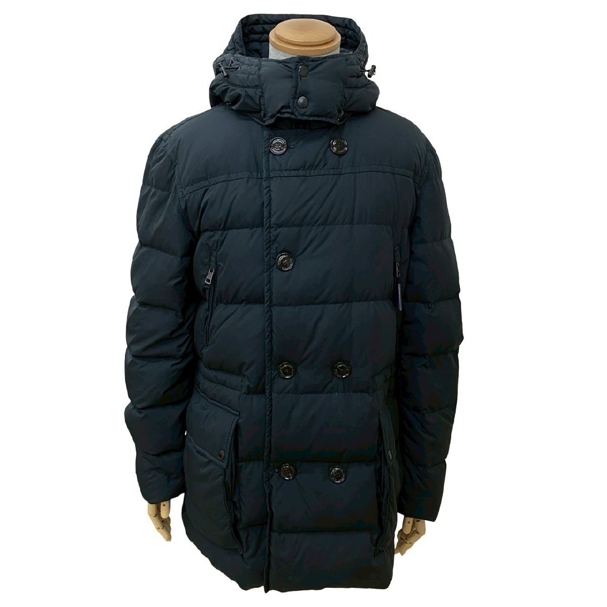 極 美品 希少品 MONCLER モンクレール ロゴ ボタン ナイロン ダウンジャケット ジャンパー アウター メンズ サイズ4 ブラック 黒 40908拍卖