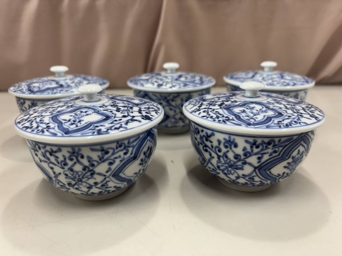九谷焼 蓋付汲出揃5客分 茶器セット 湯呑 伝統工芸品 陶芸品 煎茶道具 拍卖