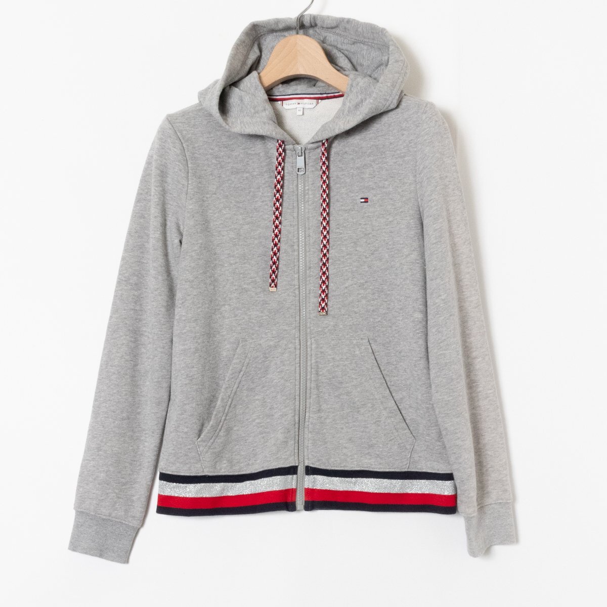 TOMMY HILFIGER トミー ヒルフィガー ベーシック ジップアップ パーカー スエット フーディー グレー XS レディース ウィメンズ トップス拍卖
