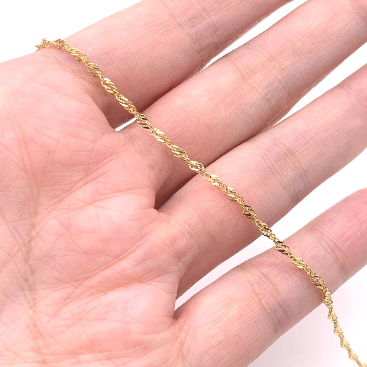 【45cmカット】ステンレス製 シンガポールチェーン 1.7x0.3mm ゴールド拍卖