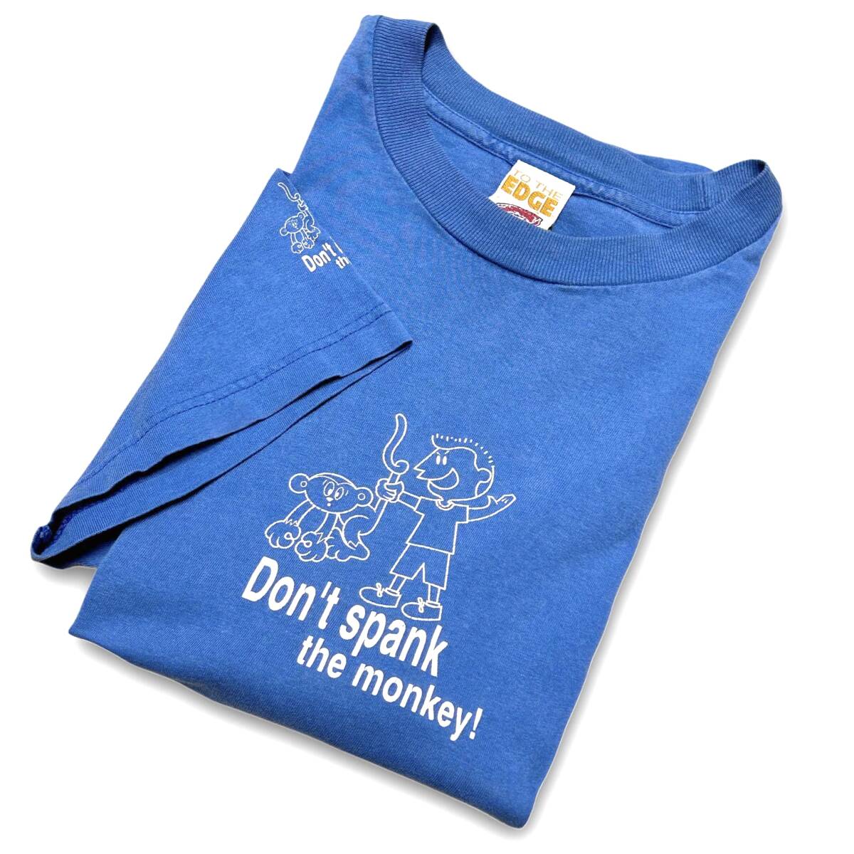 希少【2000s ビンテージ TO THE EDGE メッセージ Tシャツ Don't spank the monkey! L 】 アメリカUSA 90s 猿 モンキー アニマル拍卖
