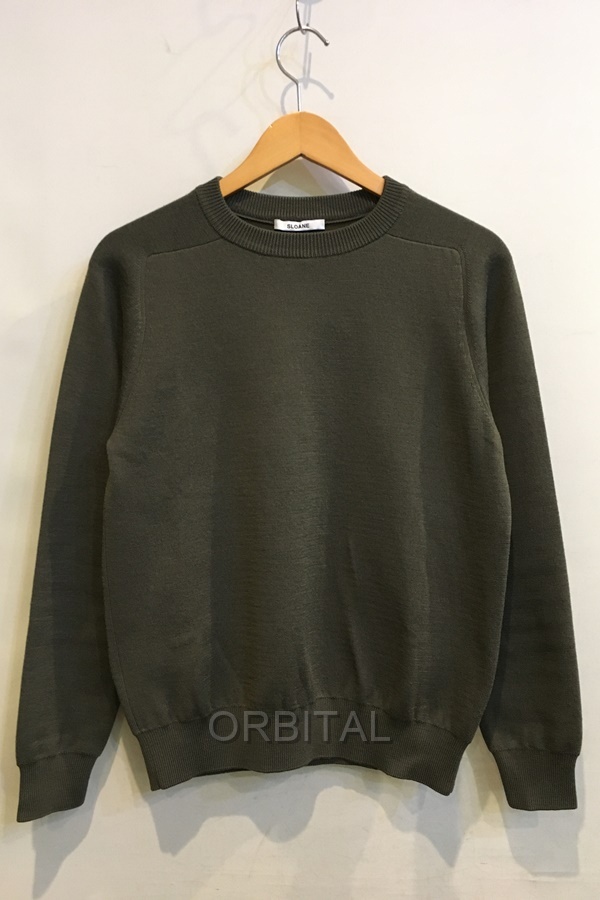二子玉)SLOANE スローン 12Gダブルフェイス天竺クルーネックニット 定価14,300円 セーター カーキグリーン レディース 2拍卖