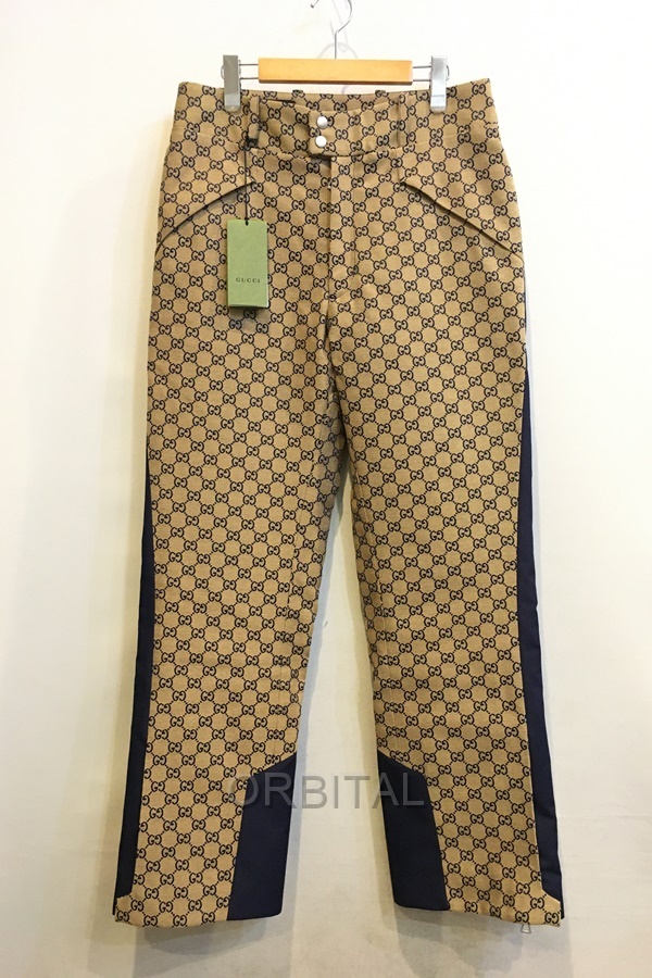 二子玉) GUCCI グッチ 未使用 GGキャンバス パデット ロングパンツ 中綿入り スラックス 721764 ZAKYZ メンズ 48 国内正規拍卖