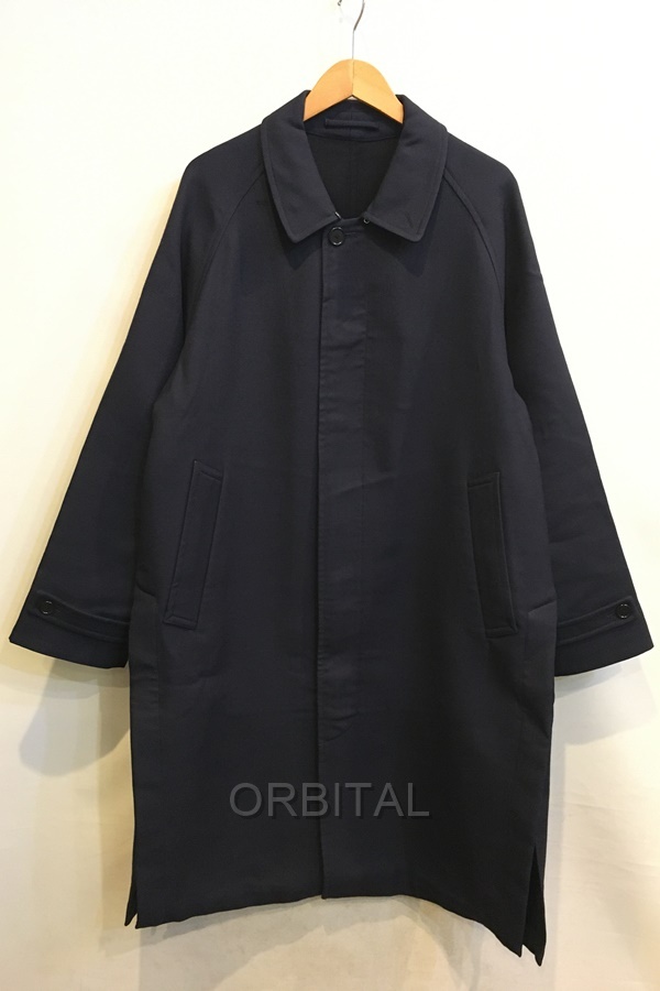 二子玉) JOHN SMEDLEY ジョンスメドレー ダブルクロスバルマカーンコート ウール ネイビー メンズ 3 (L) 日本製 ※襟横に傷拍卖
