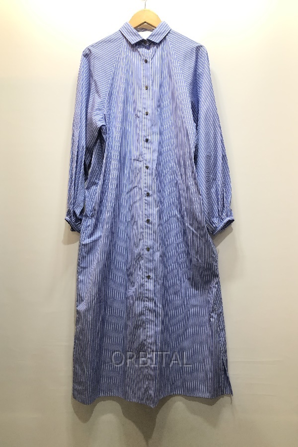 経堂) ティッカ TICCA ストライプ シャツ ワンピース サイズF ブルー ホワイト TBDS-018 レディース拍卖