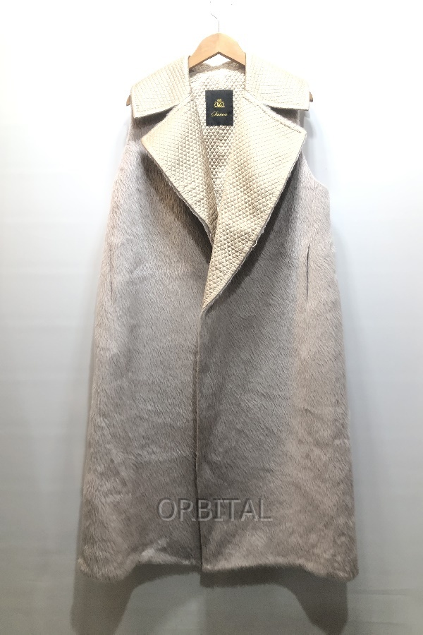 経堂) ドゥロワー Drawer FALL2 フェイクファー ジレコート シャギー サイズF ベージュ 6525-299-0830 ベルト欠品拍卖