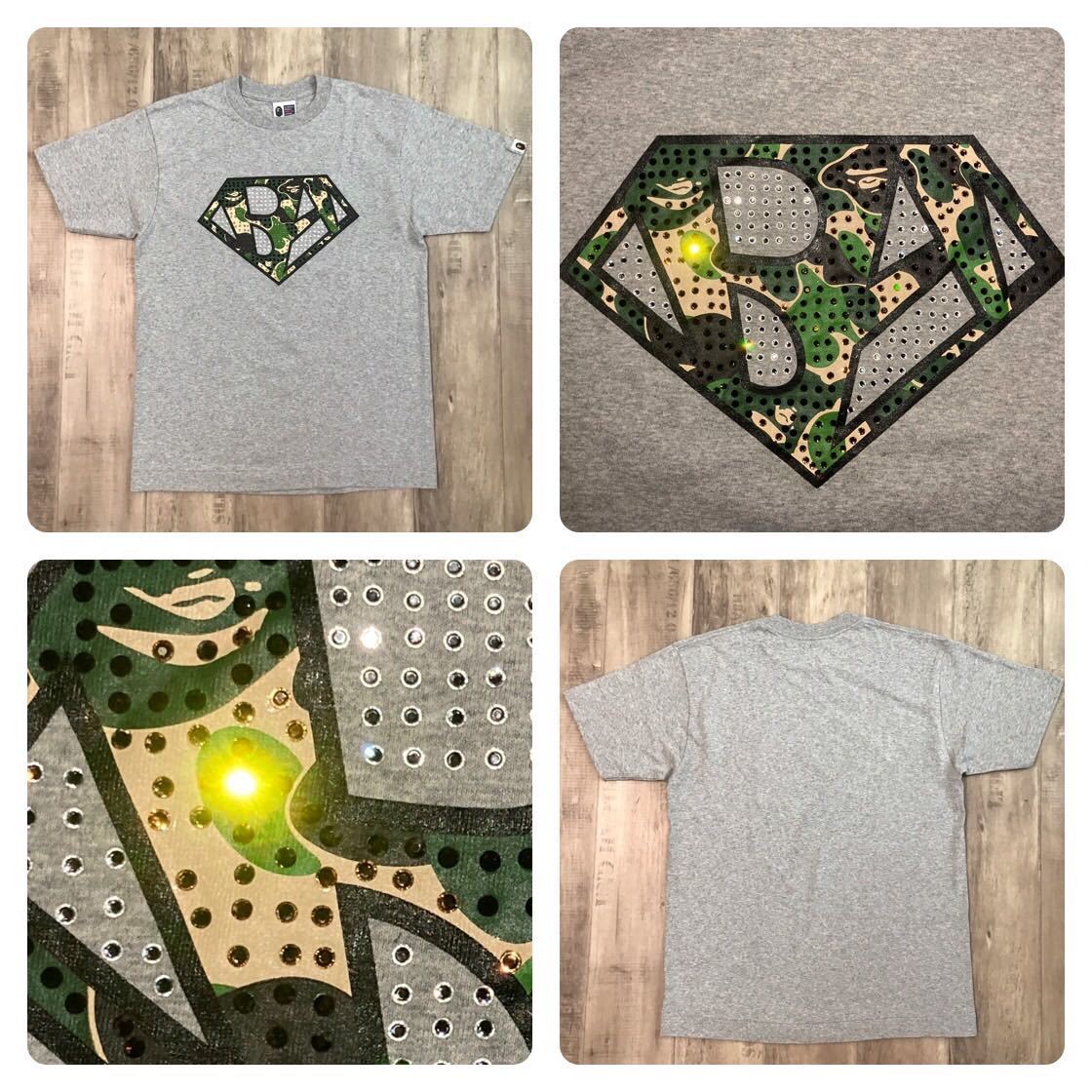 ★美品★ Swarovski BAロゴ Tシャツ Mサイズ a bathing ape BAPE camo logo スワロフスキー pharrell エイプ ベイプ ラインストーン w858拍卖