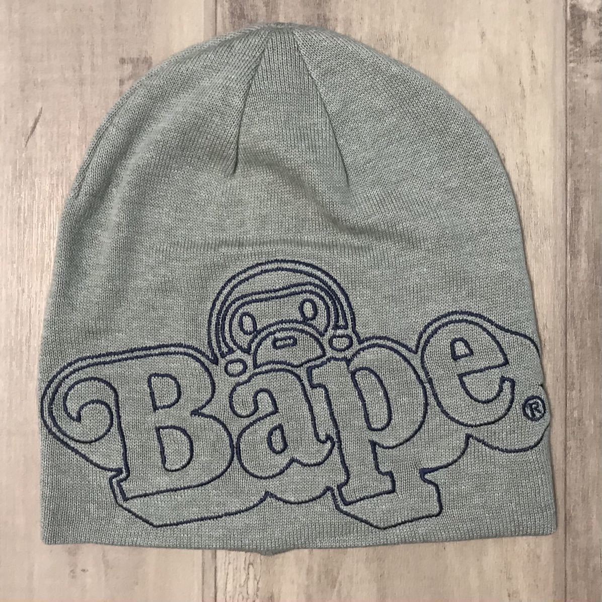 ★新品★ マイロ ニット帽 グレー a bathing ape エイプ ベイプ アベイシングエイプ ニット キャップ 帽子 milo knit cap beanie e9拍卖