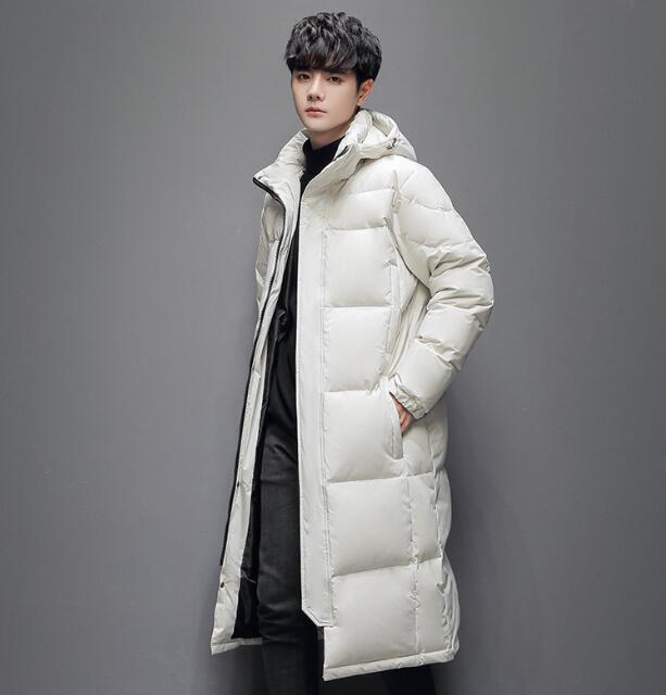 人気品 ダウンロングコート メンズ ベンチコート レディース 撥水加工 ロング丈 防寒 アウター 秋冬 厚手 無地 白 L拍卖