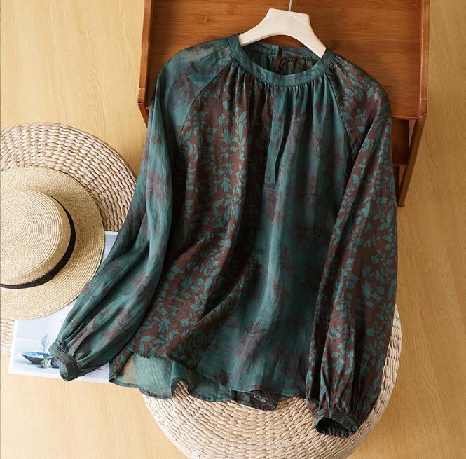 人気品レディース ブラウス シャツ トップス長袖 マルチカラー 大人素敵 レトロ ブラウス シャツゆったり拍卖