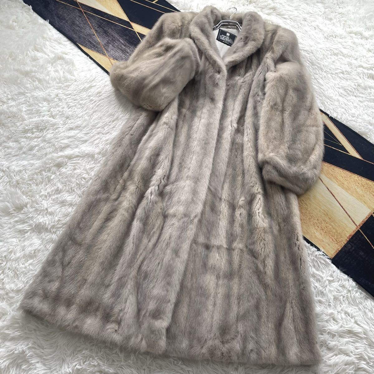 総丈120 サファイアミンク/MINK AMERICAN ULTRA 4星 ファーコート ロング丈 毛皮 XL相当 リアルファー 上質毛並み◎ 柔らか◎ ロングコート拍卖
