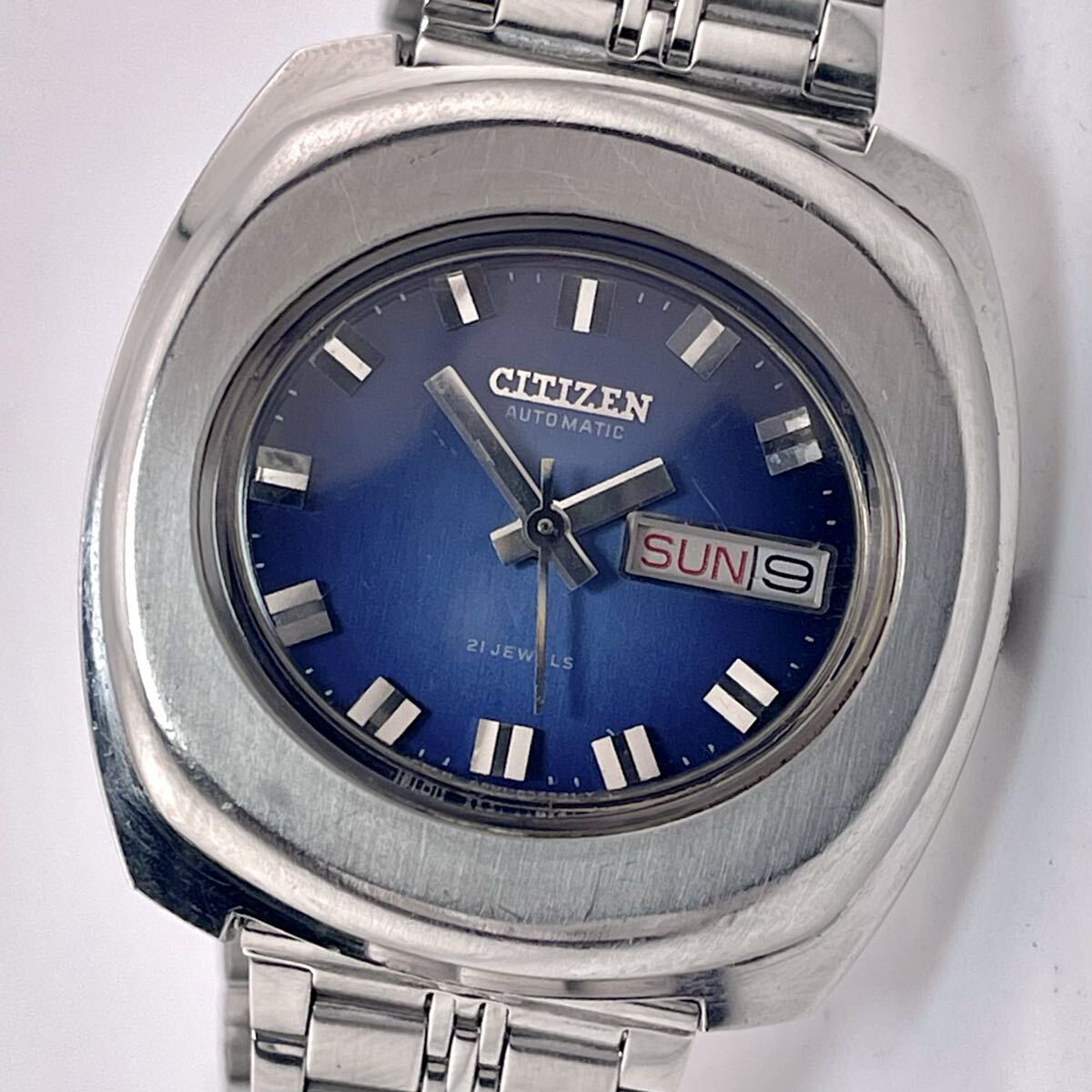 【希少/稼働】CITIZEN/シチズン automatic/オートマチック 21jewels デイデイト ブルー文字盤 ヴィンテージウォッチ アンティーク 腕時計拍卖