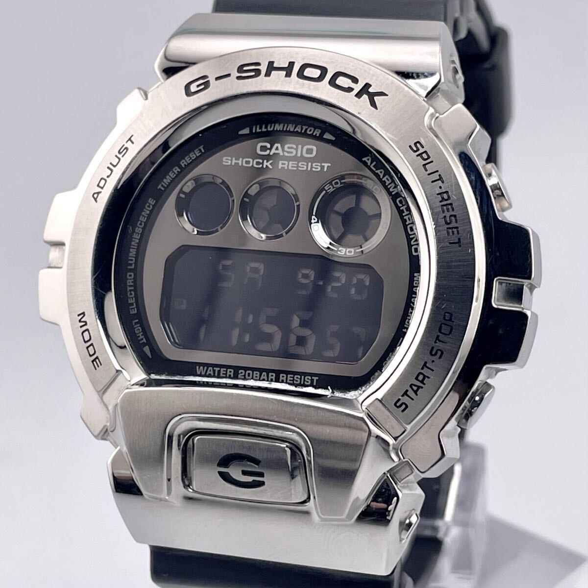 【美品/稼働】重厚感/メタルプロテクター 反転液晶 G-SHOCK/Gショック CASIO/カシオ デジタルウォッチ 時計 メンズ GM-6900 アウトドア時計拍卖