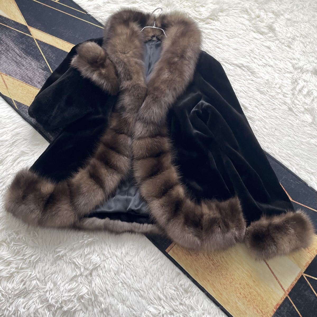 着丈61/クロップド ロシアンセーブル/sable ROYAL/ロイヤル SAGA FURS/サガファーズ デザイン◎ ショートファーコート リアルファー 毛皮 L拍卖
