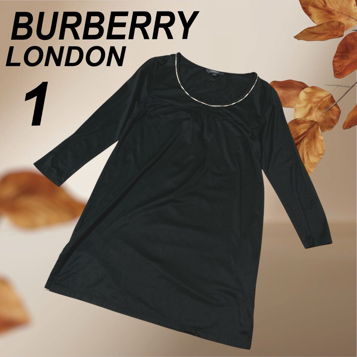 BURBERRY LONDON バーバリーロンドン レディース 長袖カットソー チュニック 1 ノバチェック FA384-679-09 三陽商会 ブラック系 (I013)★拍卖