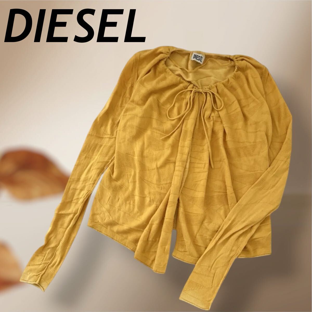 DIESEL ディーゼル レディース 長袖カットソー F相当 カーディガン ジャガード RN93243 CA25594 イエロー系 (B14)★拍卖