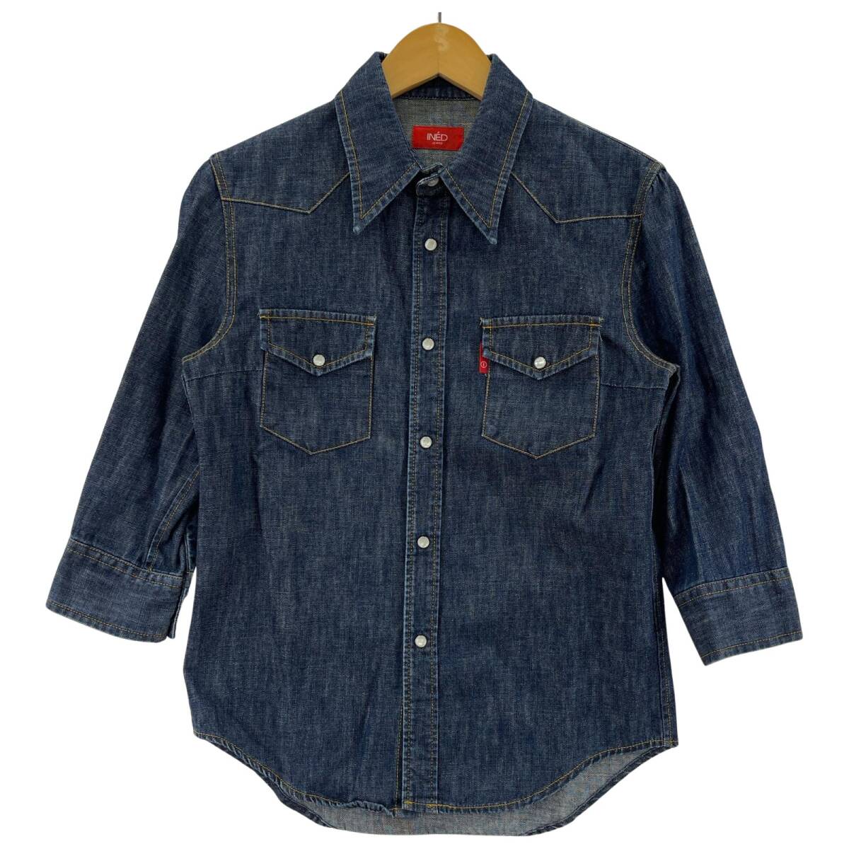 INED イネド 七分袖 デニム ブラウス size2/ブルー系拍卖