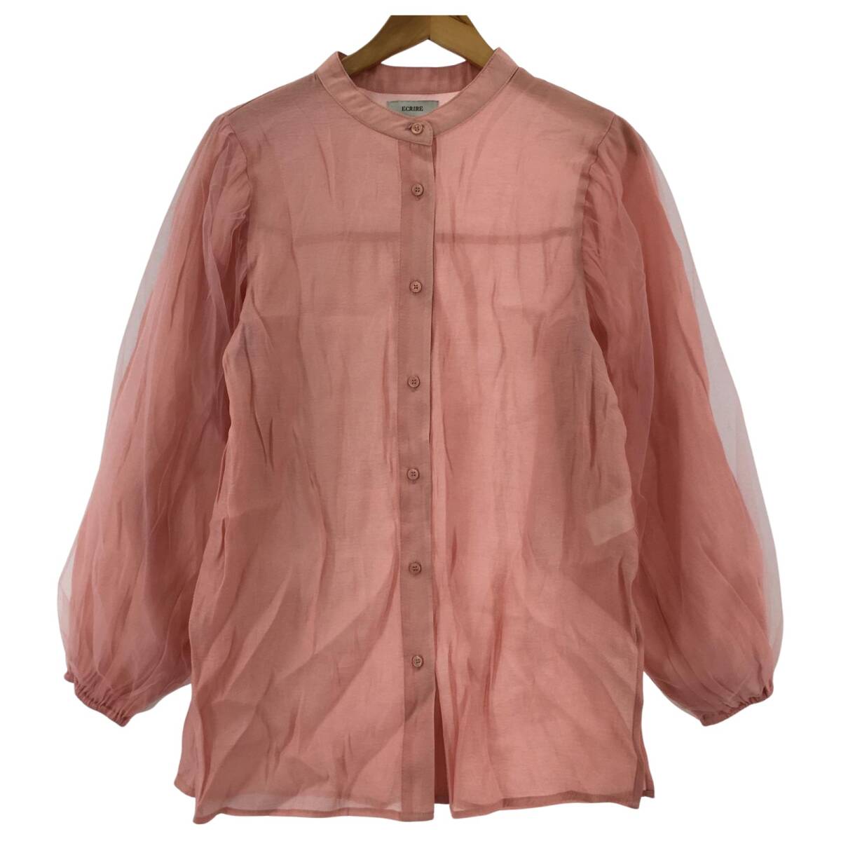 ECRIRE エクリール チュールスリーブ 長袖シャツ sizeM/ピンク ゆうパケットOK拍卖