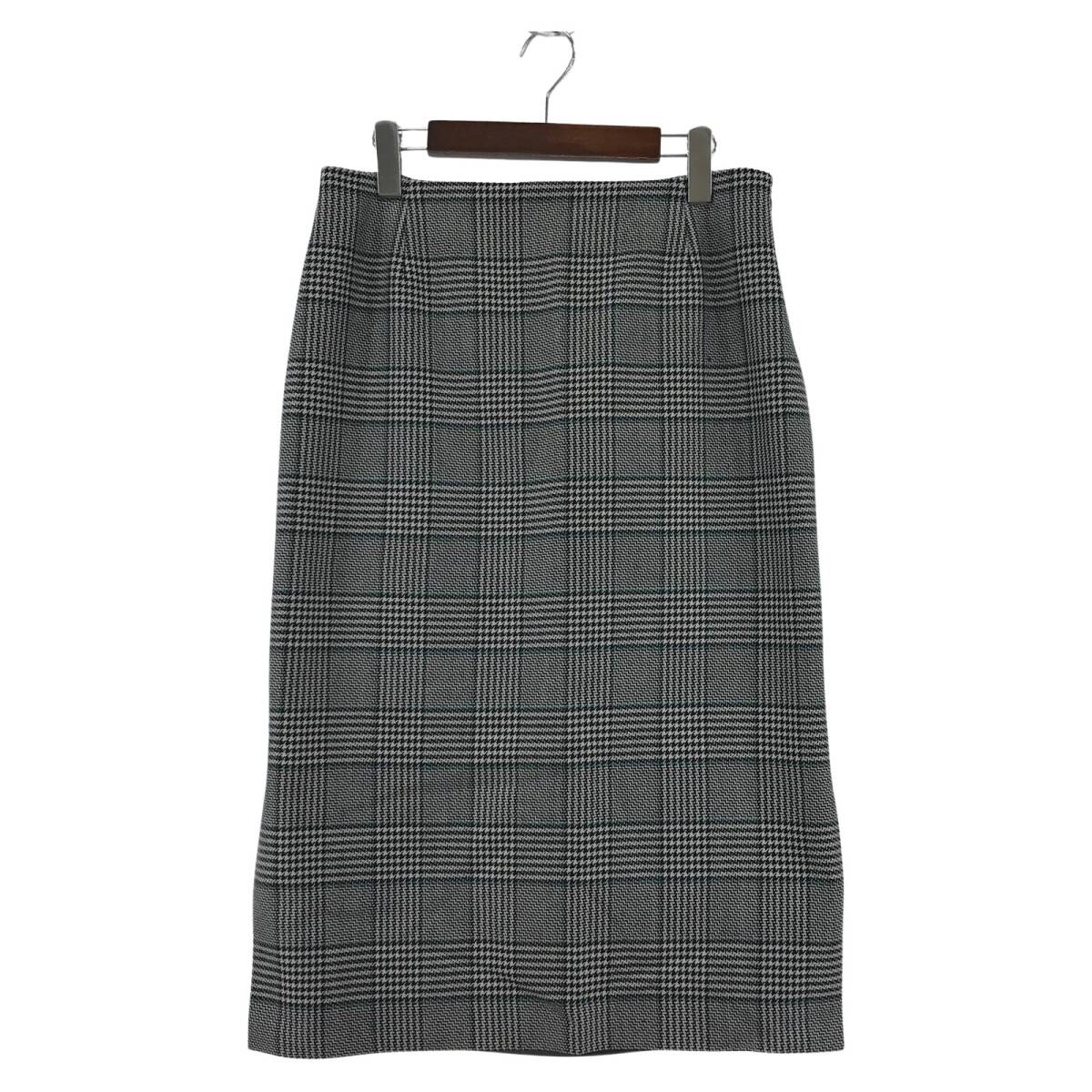 UNTITLED アンタイトル 千鳥柄 ナロー スカート size2L/ブラック×ホワイト×グリーン系拍卖