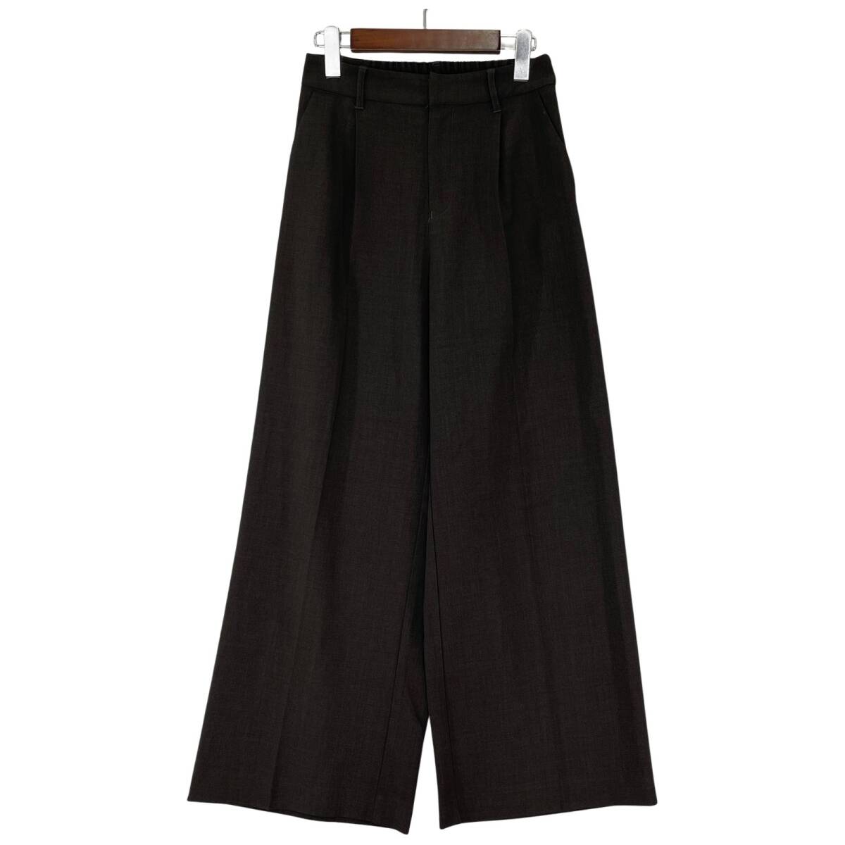 nano universe ナノユニバース ワイド イージー パンツ size縦L横M-/チャコールブラウン拍卖