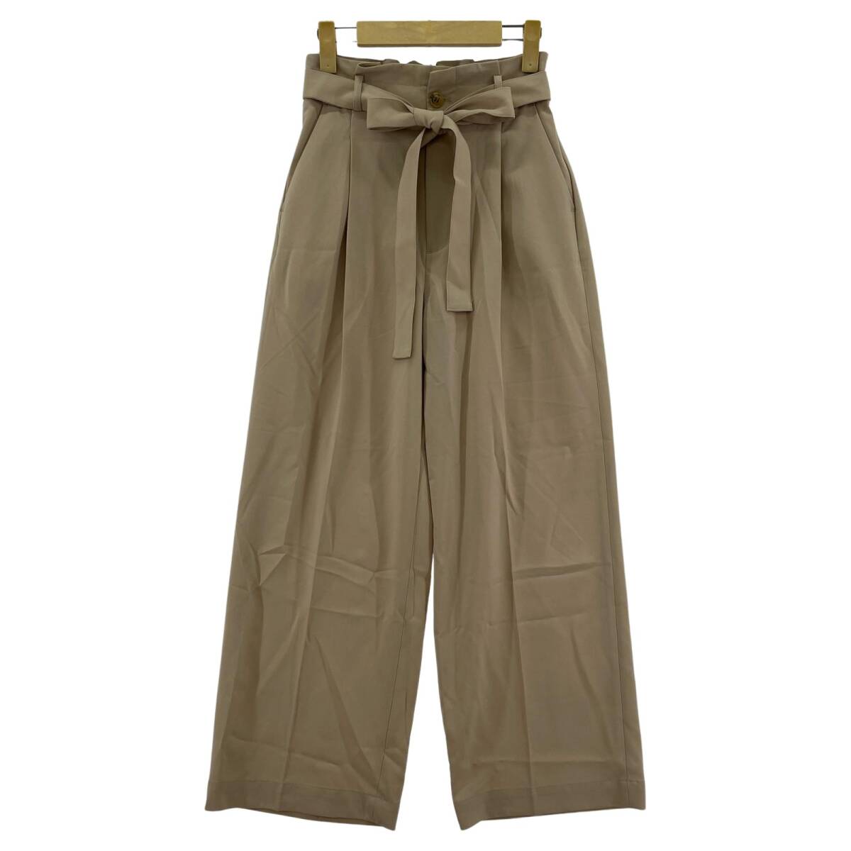nano universe ナノユニバース リボン付き パンツ size縦S横S-/ベージュ拍卖