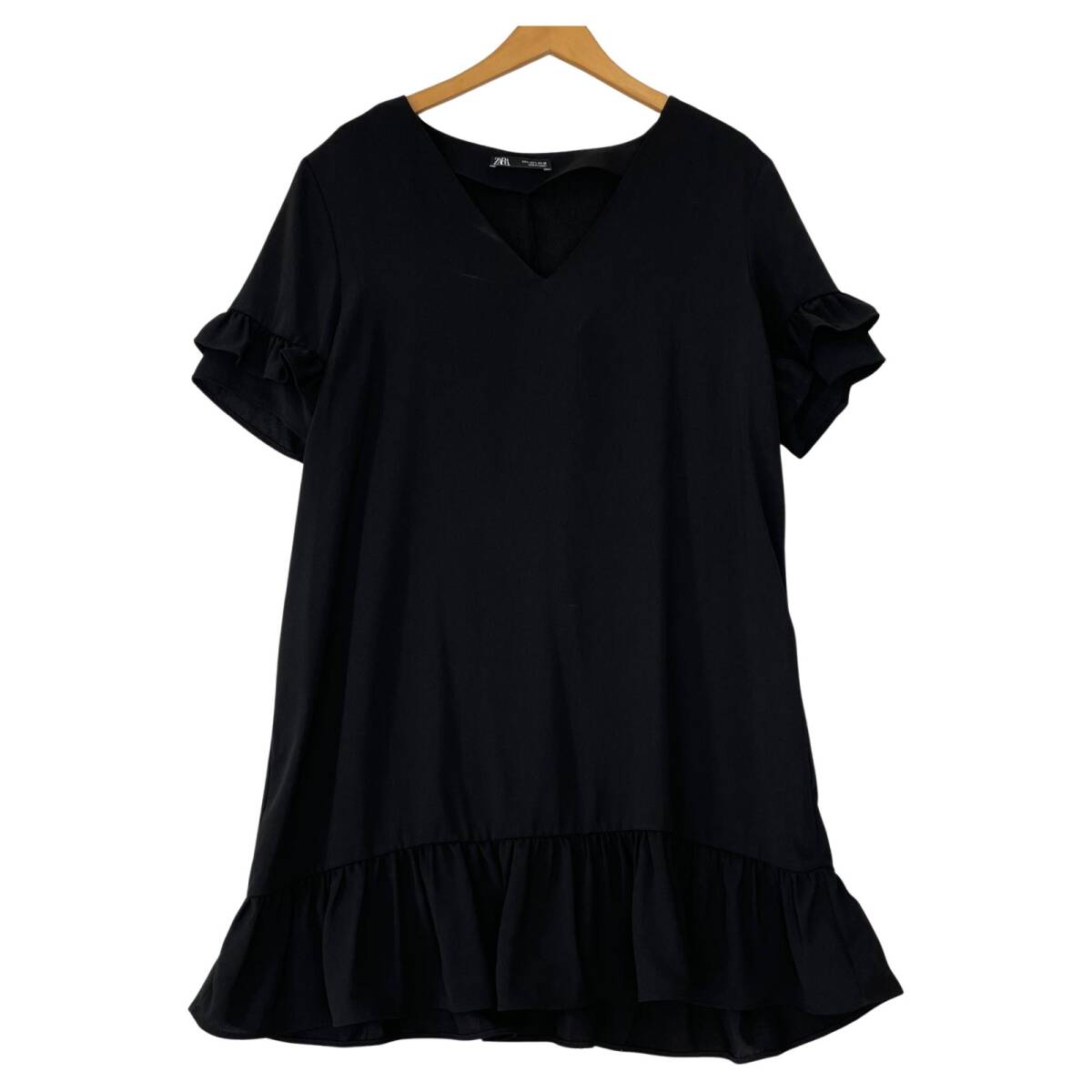 ZARA ザラ フリル ワンピース sizeEUR L/ブラック ゆうパケットOK拍卖