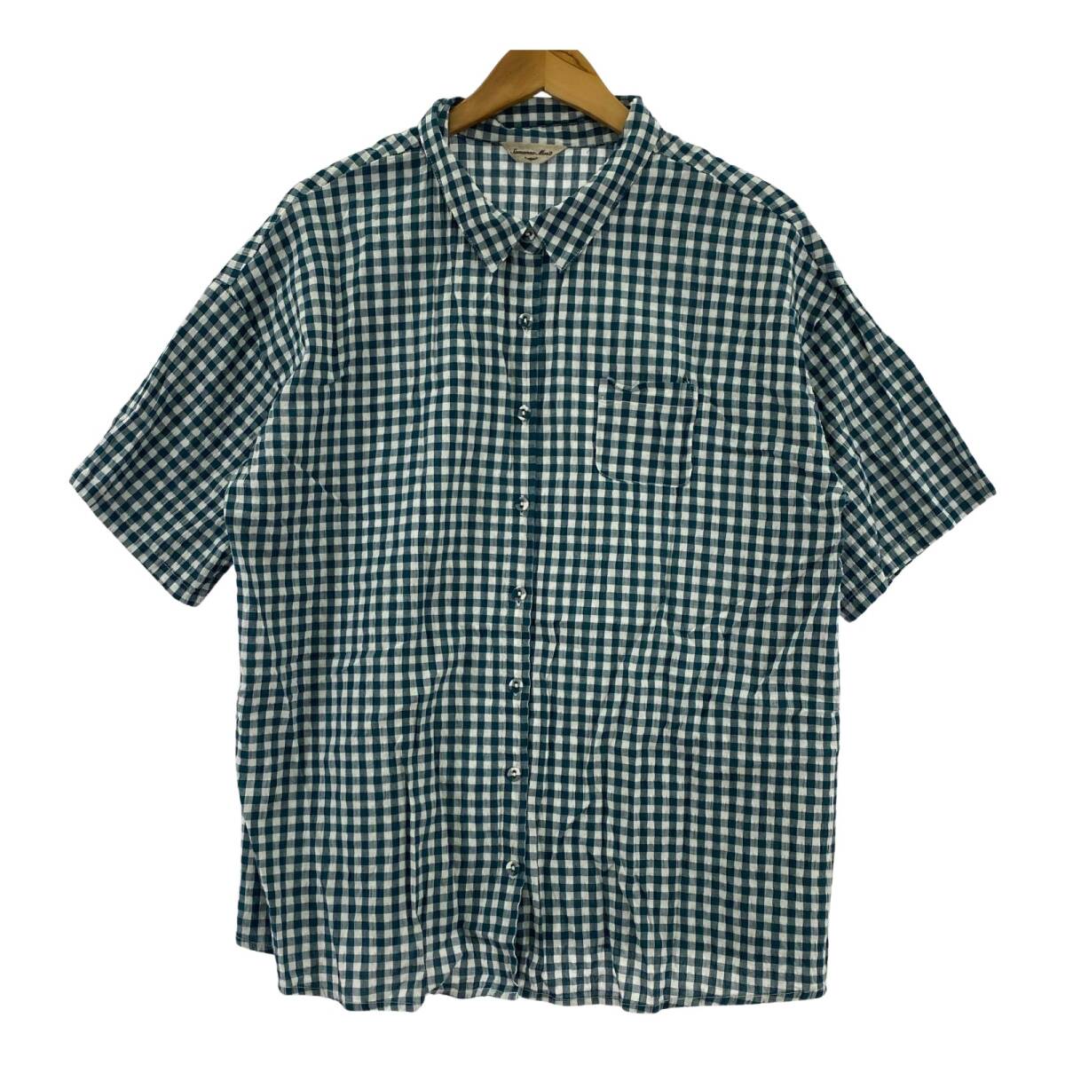 Samansa Mos2 サマンサ モスモス チェック 半袖シャツ sizeF/グリーン×ホワイト ゆうパケットOK拍卖