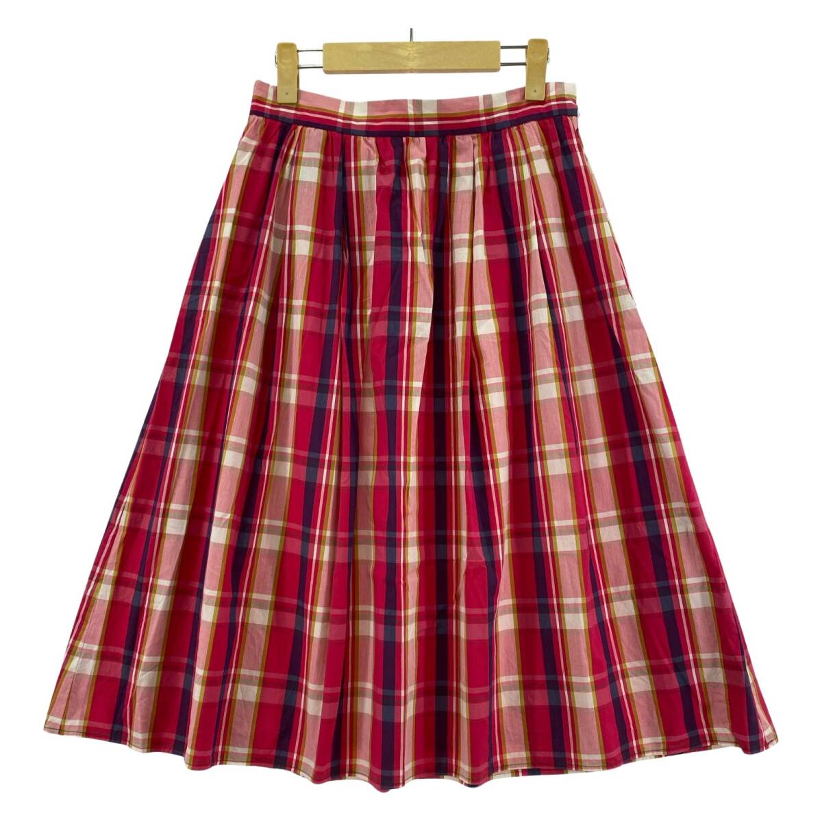 Couture brooch クチュールブローチ チェック スカート size38/ピンク系×ブルー ゆうパケットOK拍卖