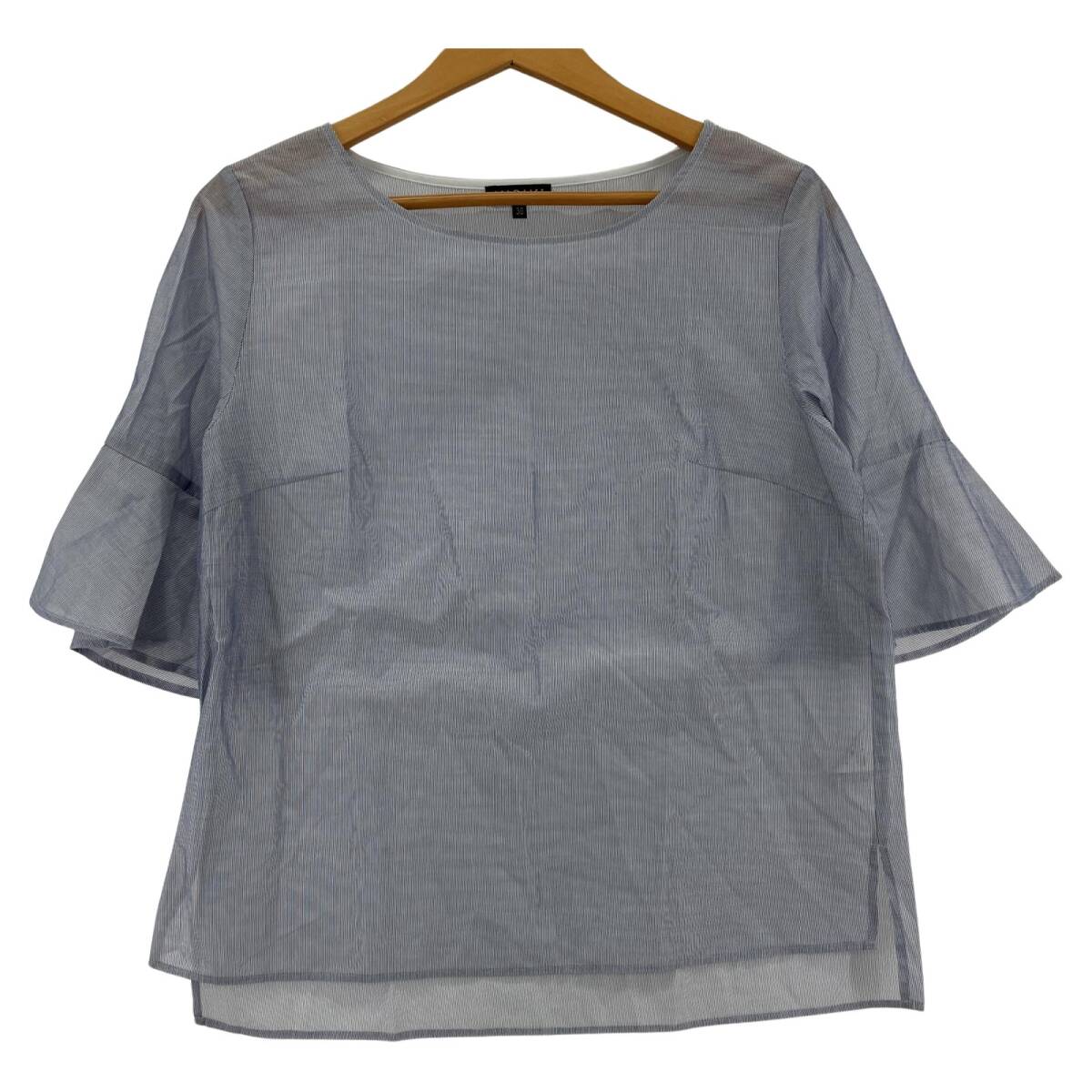 INDIVI インディヴィ フレアスリーブ ブラウス size38/ネイビー系 ゆうパケットOK拍卖