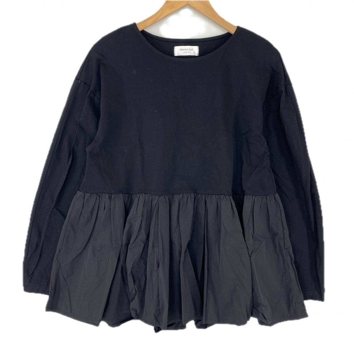 OPAQUE.CLIP オペークドットクリップ 切替 ペプラム カットソー size38/M/ブラック拍卖