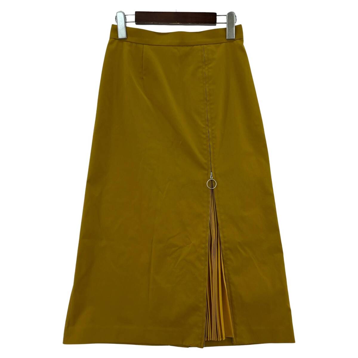 LE CIEL LEU ルシェルブルー ジップ プリーツデザイン Aライン スカート size36/マスタード ゆうパケットOK拍卖