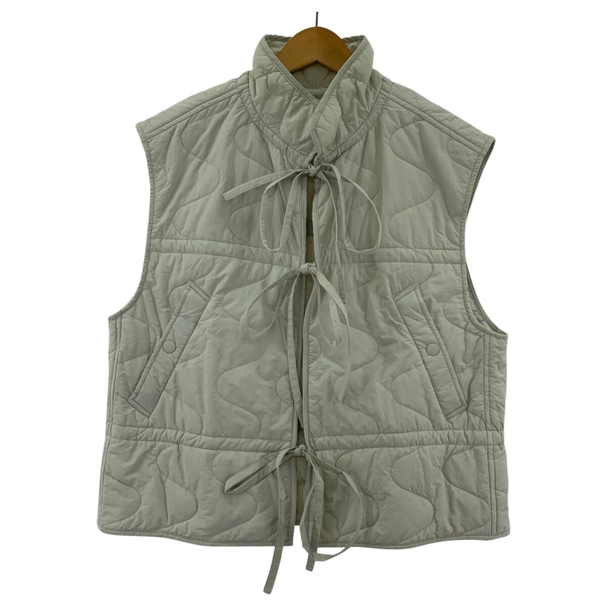 LE CIEL BLEU ルシェルブルー リボン ナイロン ベスト size36/アイスグレー拍卖