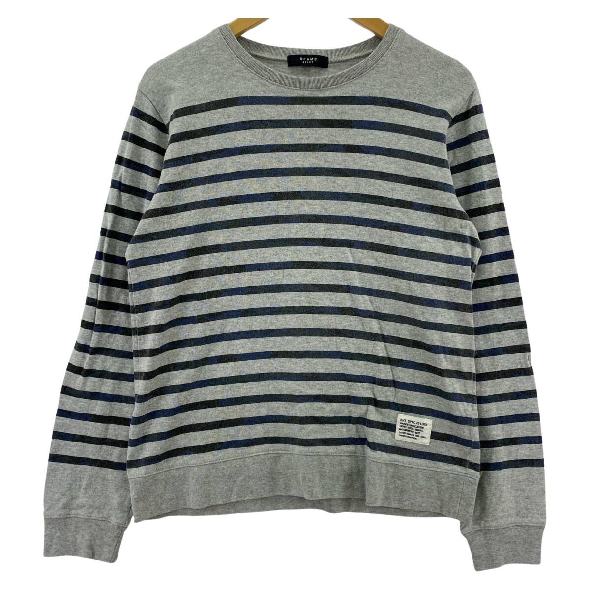BEAMS HEART ビームスハート ボーダー 長袖Tシャツ sizeM/グレー×ネイビー拍卖
